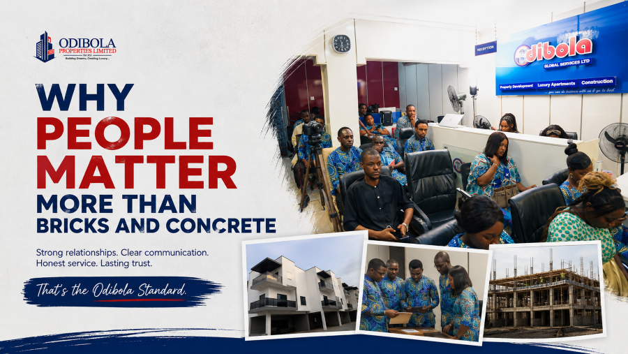 Odibola Properties team and clients demonstrating real estate customer service